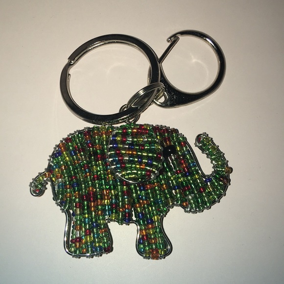 Accessories - Green Beaded Elephant Keychain/Charm
